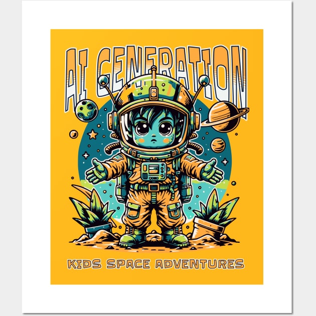 kIDS SPACE ADVENTURE AI GENERATION Wall Art by Rooftrabelbo